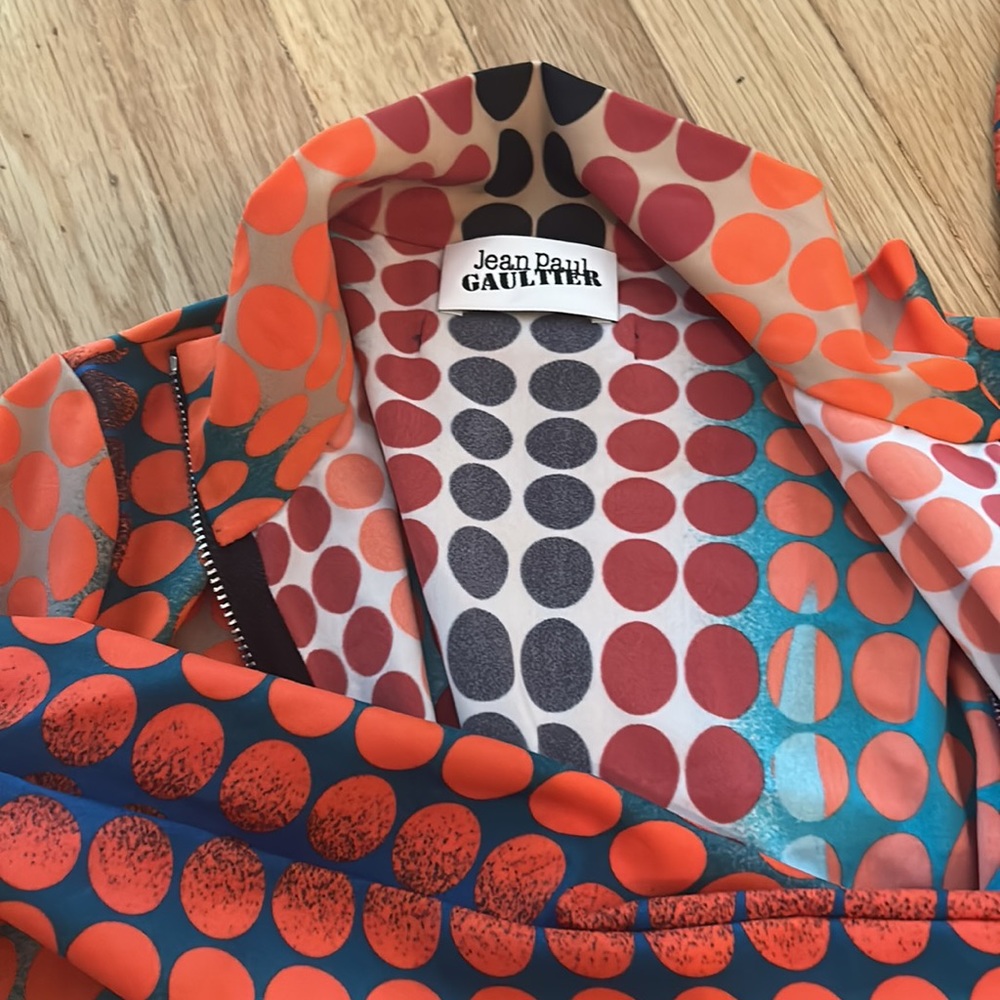 Jean Paul Gaultier Orange Teal Red Dot Print Long Sleeve Top - Picture 3 of 8